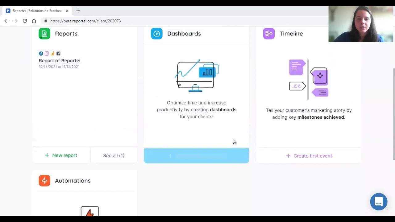 Reportei dashboard