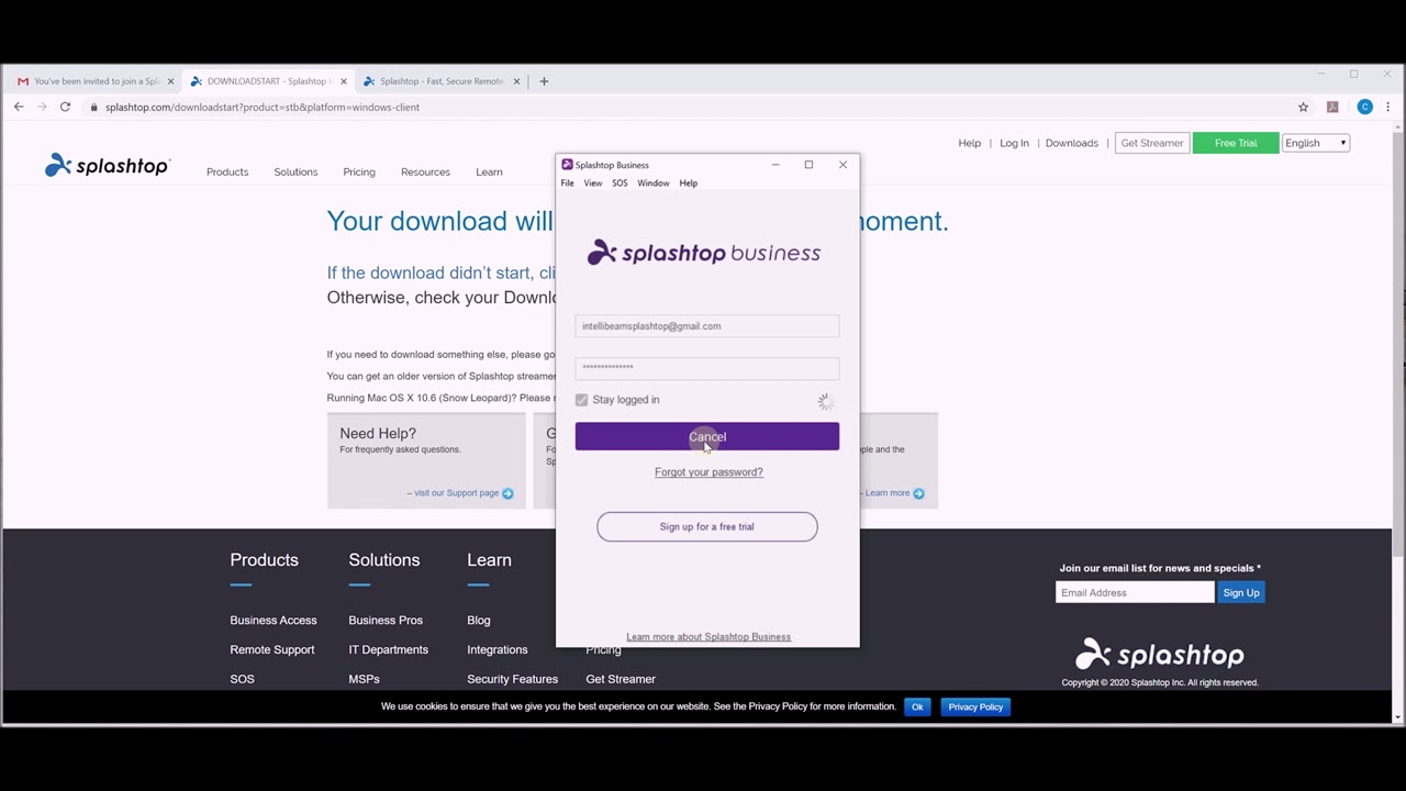 Splashtop setup business access