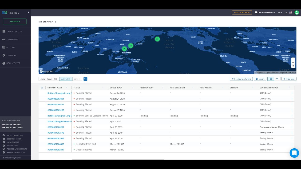 Freightos booking tutorial