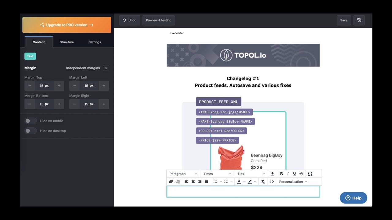 TOPOL free email template editor